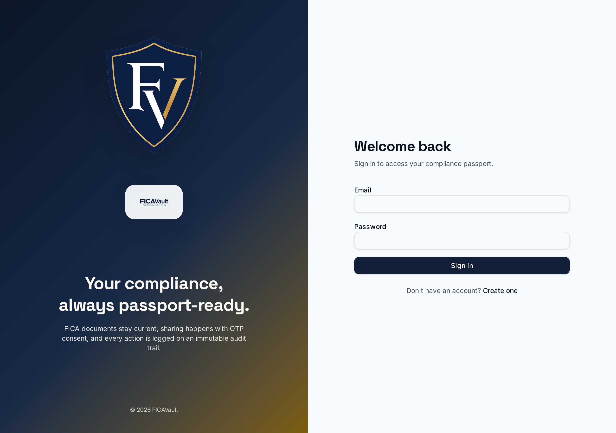 FICAVault login page